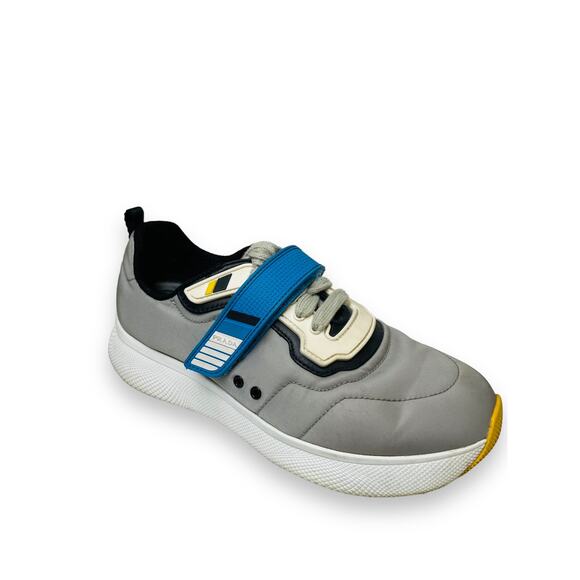 PRADA Sport Grey Nylon And Rubber Strap Lace Up Sneakers Size EU 38.5 US 8. - Picture 1 of 8